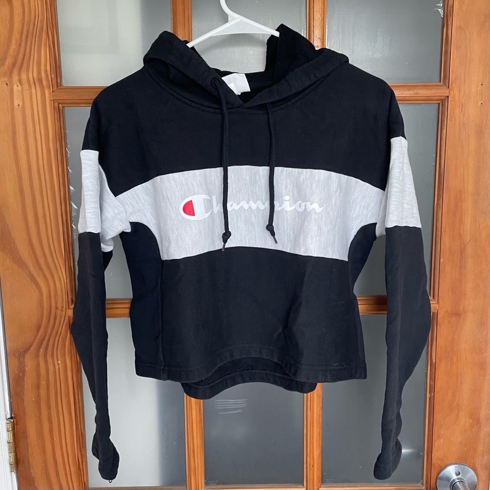 Champion Cropped Black/Grey Hoodie